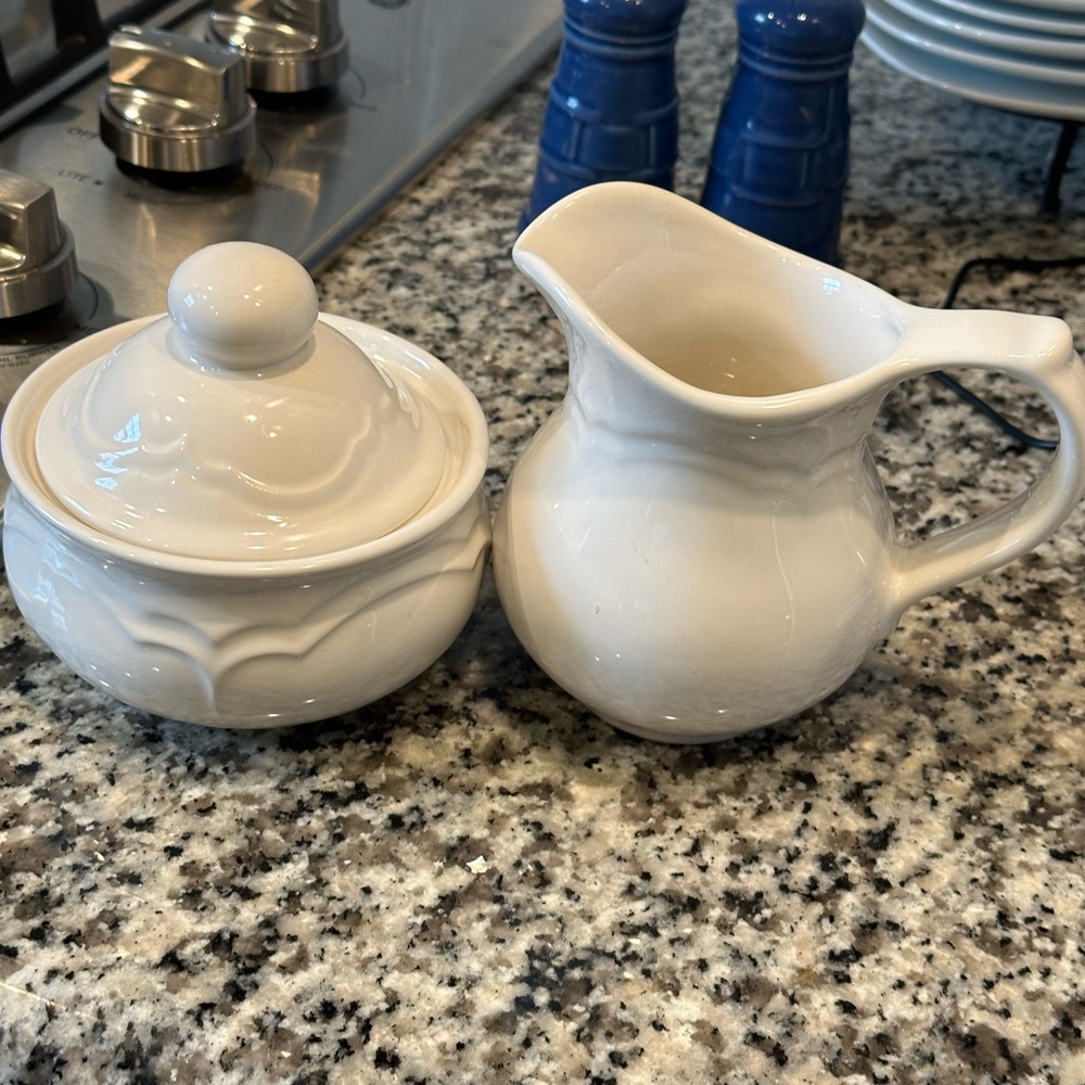 Sugar bowl and creamer